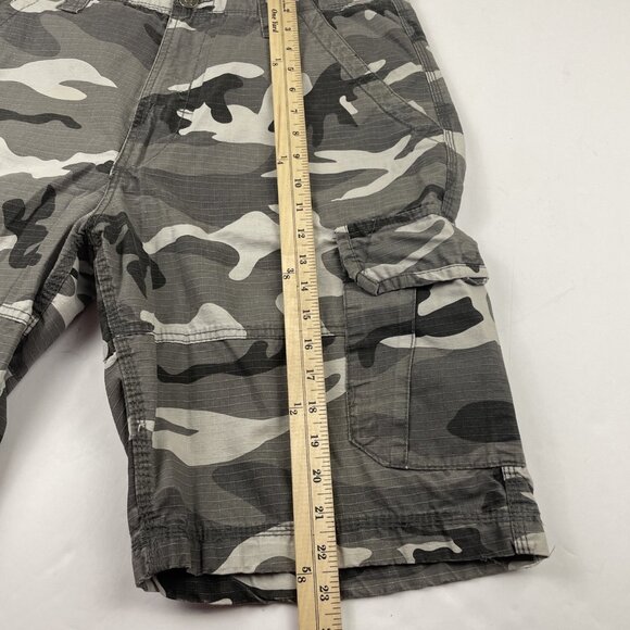 CSG Camo Cargo Shorts Men's 36 Snap Flap Pocket Ripstop Cotton Gray Black - Picture 3 of 11